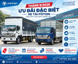 Bảng Giá Xe Tải Foton Mới Nhất Tháng 9/2026 – Ưu Đãi & Khuyến Mãi